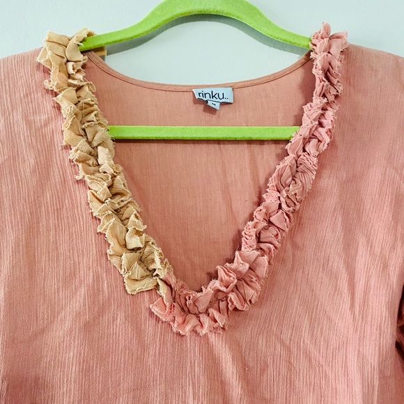 Rinku Dalamal Peach Toned Layered Tunic - Picture 6 of 9